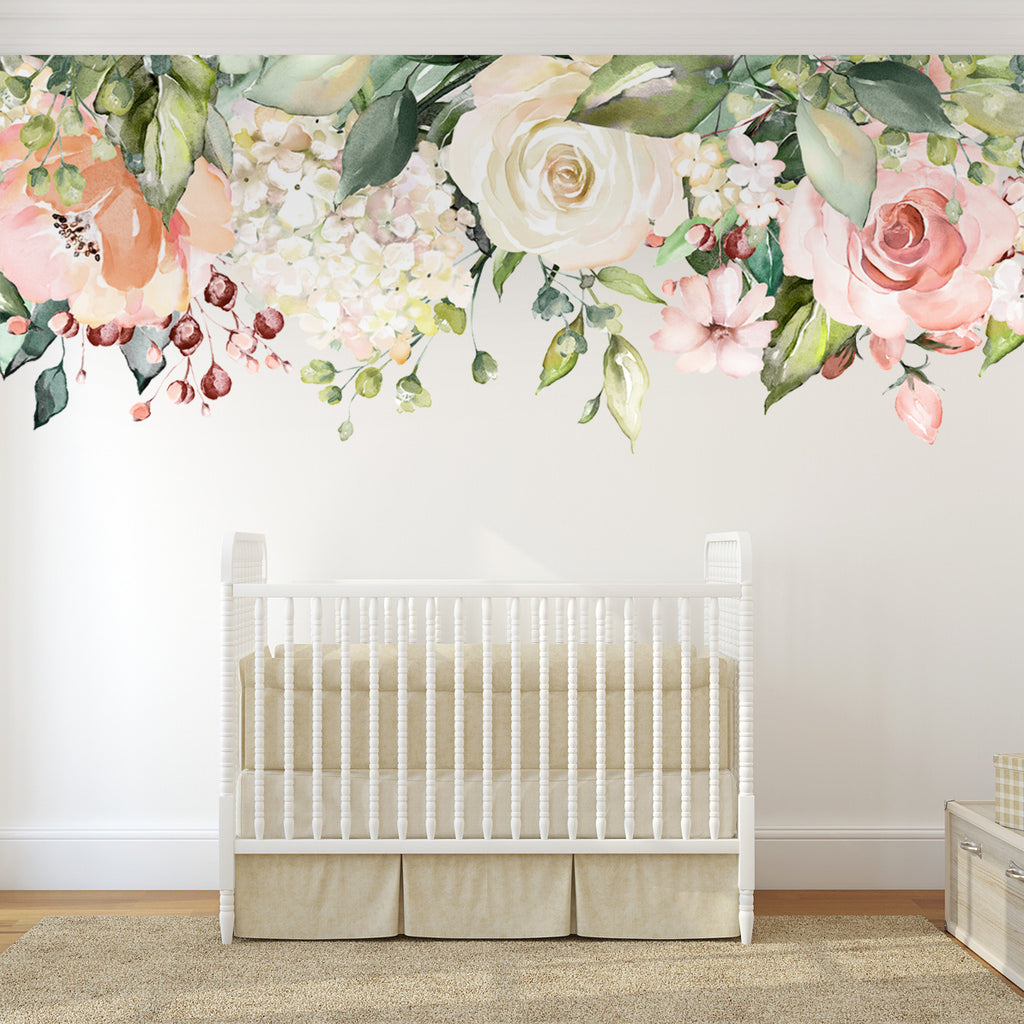 HAZEL Rose Garden Watercolor Floral Wall-to-Wall Decal – MotoMoms