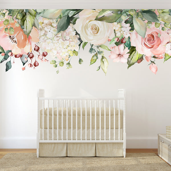 SAMPLE Rose Garden Collection Pink Watercolor Floral Mural Wall Decals