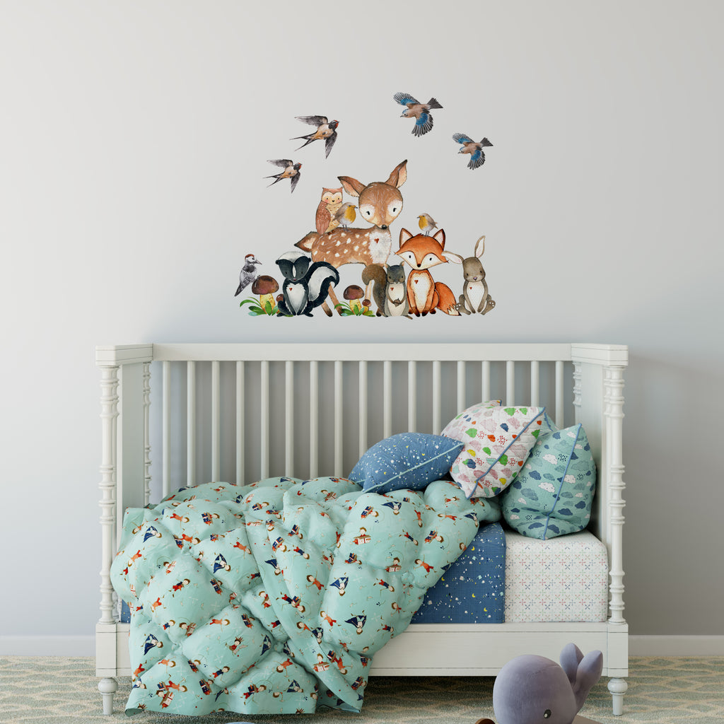 Woodland Nursery Animals Wall Decor Fox Owl Deer Bunny Squirrel
