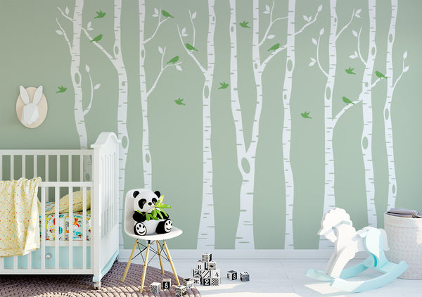 Woodland Nursery 9 Birch Tres Wall Decals
