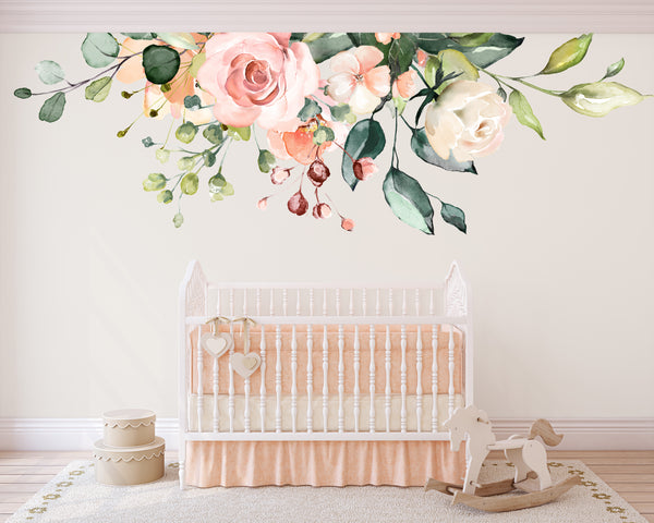 SAMPLE Rose Garden Collection Pink Watercolor Floral Mural Wall Decals