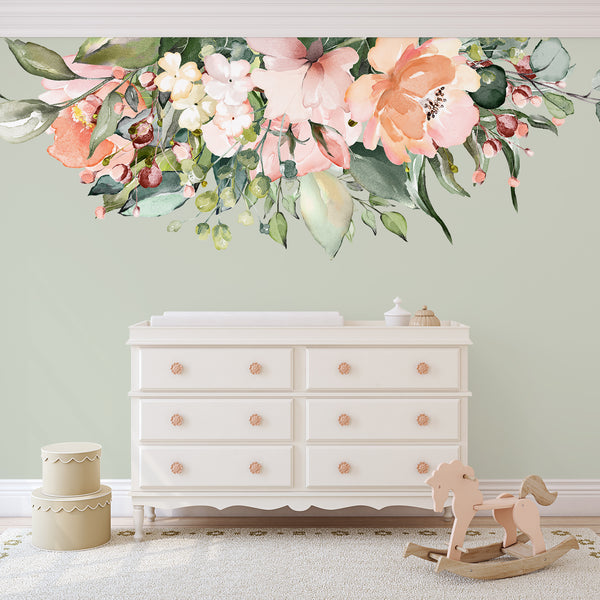 SAMPLE Rose Garden Collection Pink Watercolor Floral Mural Wall Decals
