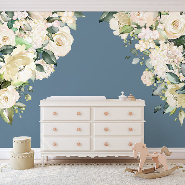 CORNERS Watercolor Flowers IVY Rose Garden Wall Decals