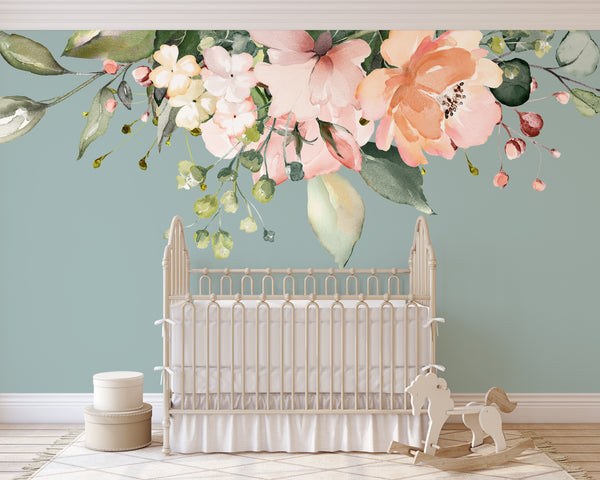 SAMPLE Rose Garden Collection Pink Watercolor Floral Mural Wall Decals