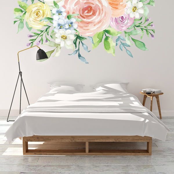 SOPHIA Watercolor Pastel Peonies Wild Flowers Wall Decal