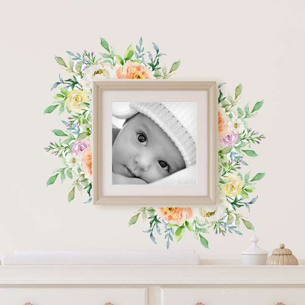 SAMPLE SOPHIA Collection Watercolor Wall Decal Flowers Pink Coral White