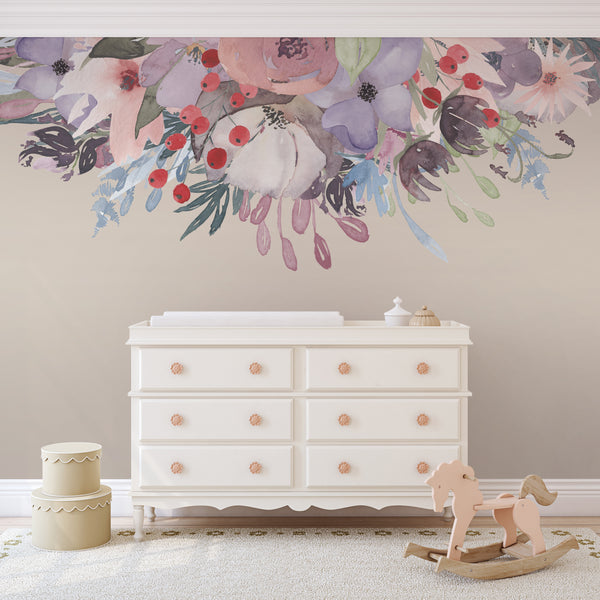 SAMPLES Wild Garden Watercolor Wall Flowers Mural