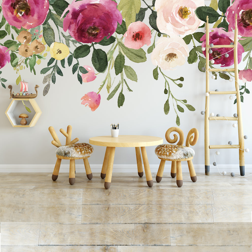 JESSICA'S FARMHOUSE Watercolor Flowers Wall Decal Mural