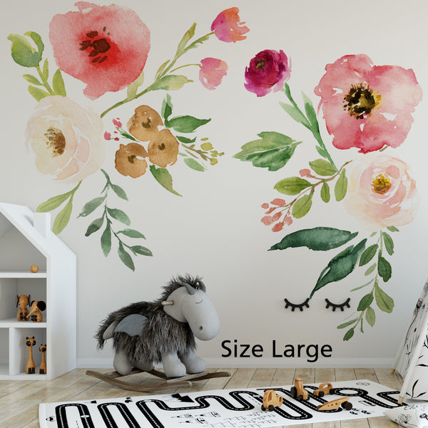JESSICA'S FARMHOUSE Watercolor 14 pcs Single Flowers Wall Decal