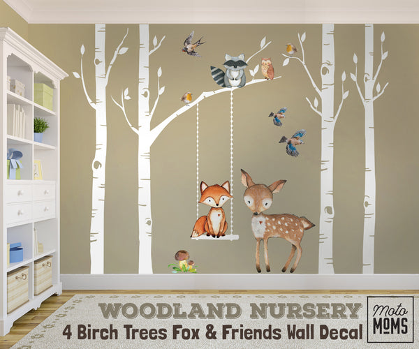 SAMPLE Woodland Nursery Wall Decor Trees & Animals Fox Wall Decal