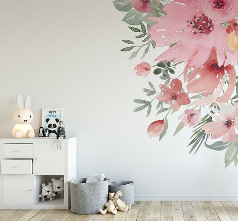 CORNERS Spring Bloom Watercolor Flowers Wild Garden Wall Decals