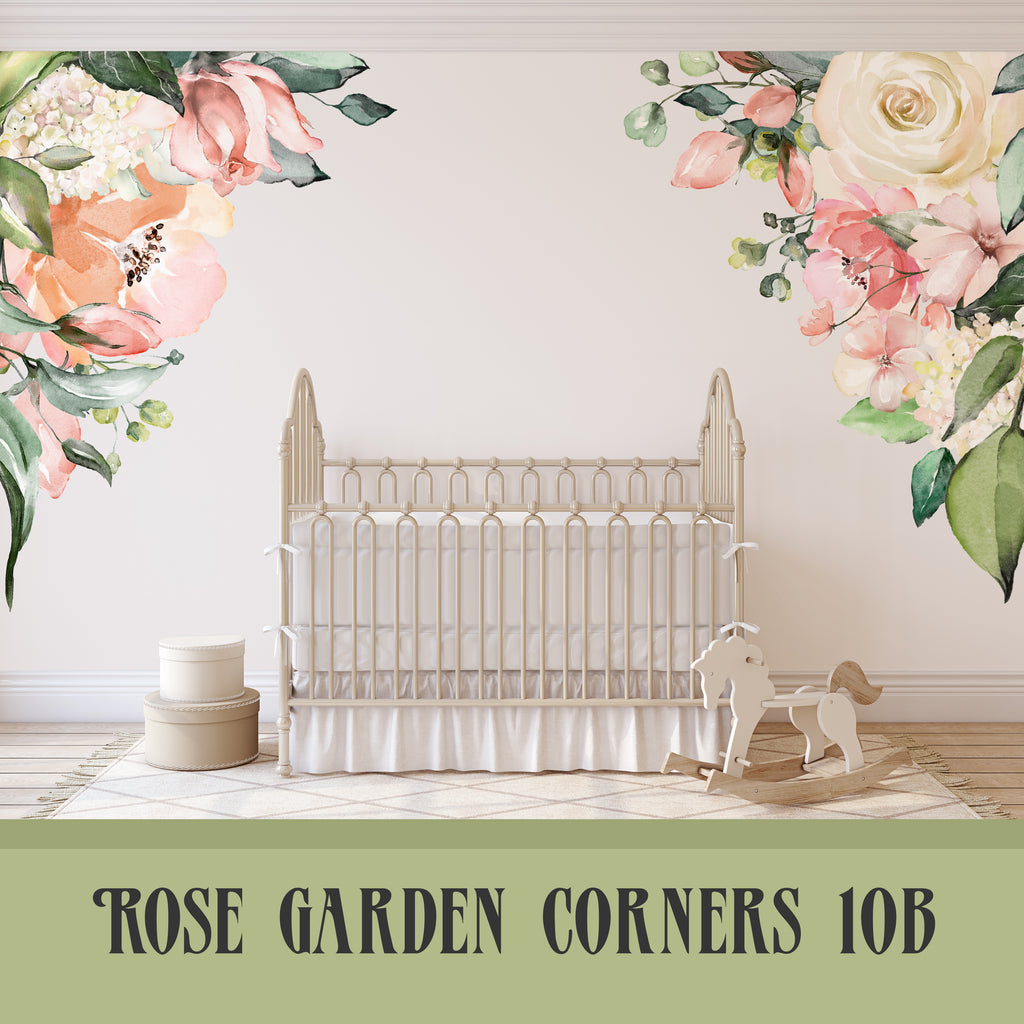 Floral Wall Decal Corners CARLY Watercolor Flowers Decal Girl