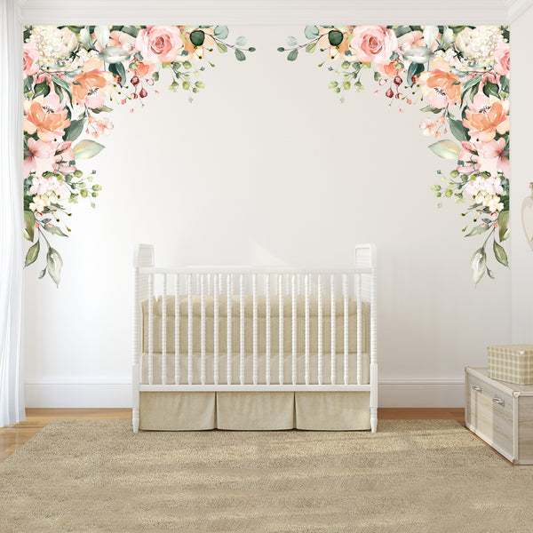 CORNERS Watercolor Flowers QUINN'S Rose Garden Wall Decals