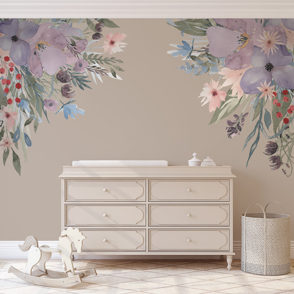 CORNERS Watercolor Flowers PAISLEY'S Rose Garden Wall Decals