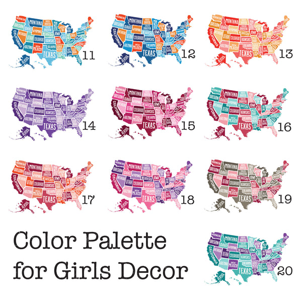 Wall Decal USA America Map Boys Decor United States Atlas