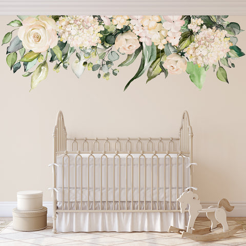 CREAM Rose Garden Watercolor Roses Flowers Wall Decals