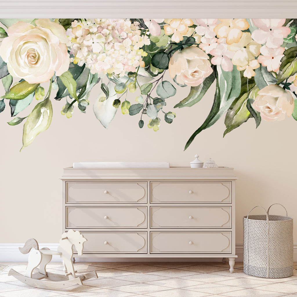 MAYA Rose Garden Black & White Watercolor Flowers Wall Decals – MotoMoms  Decor