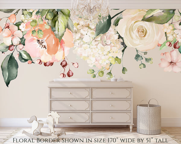 SAMPLE Rose Garden Collection Pink Watercolor Floral Mural Wall Decals