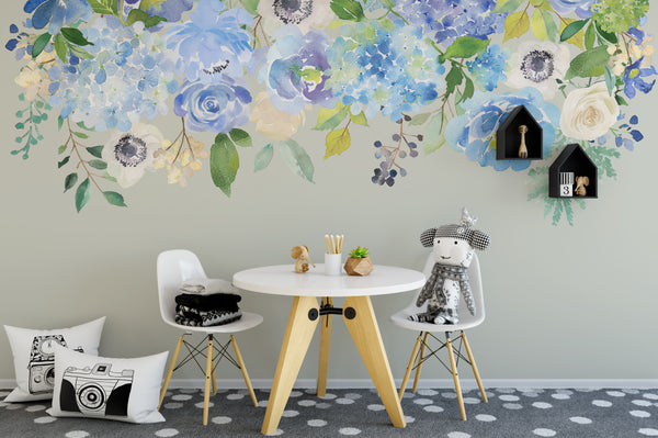 SERENITY CREEK Border Watercolor Flowers Wall Decal