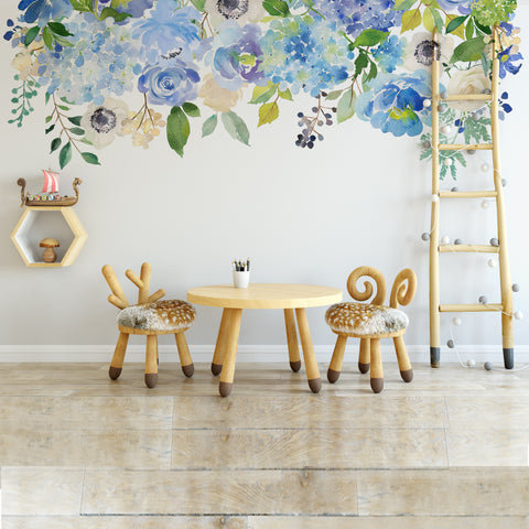 SERENITY CREEK Border Watercolor Flowers Wall Decal