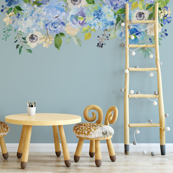 SERENITY CREEK Border Watercolor Flowers Wall Decal